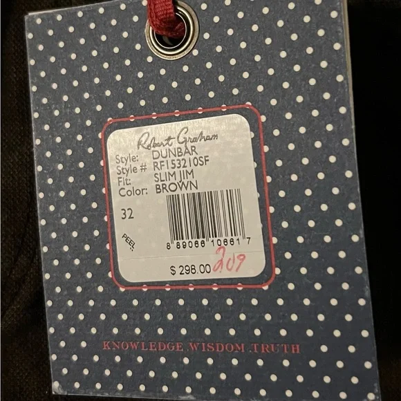 (NWT) Robert Graham Men’s Dunbar Slim Jim Brown Plaid Pants Size 32 x42 - Picture 2 of 10